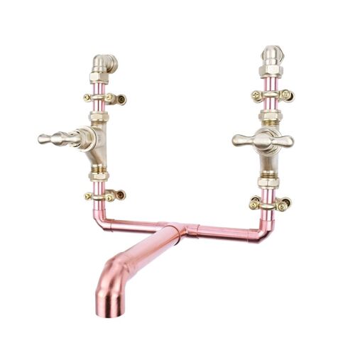 Copper Mixer Tap - Ozama - Satin - Kitchen - Tap Spout Projection: 200mm / Pipe Inlet Centres: 180mm
