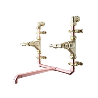 Miscelatore in rame - Ortoire - Rame naturale - Bagno - Sbalzo beccuccio rubinetto: 150 mm / Interasse ingresso tubo: 200 mm