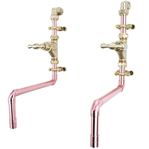 Layou Copper Taps - Natural Copper - Kitchen - Tap Spout Projection: 200mm / Pipe Inlet Centres: 180mm