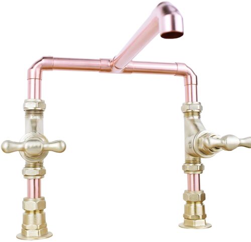 Copper Mixer Tap - Tagus - Natural Copper - Kitchen - Tap Spout Projection: 200mm / Pipe Inlet Centres: 180mm