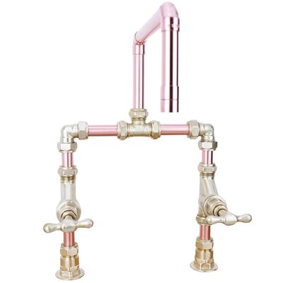 Copper Tap - Solomon - Natural Copper - Kitchen - Tap Spout Projection: 200mm / Pipe Inlet Centres: 180mm