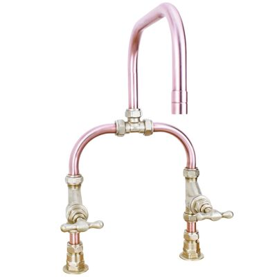 Copper Tap - Kitchen/Bathroom - Seine - Natural Copper - Bathroom - Tap Spout Projection: 150mm / Pipe Inlet Centres: 200mm
