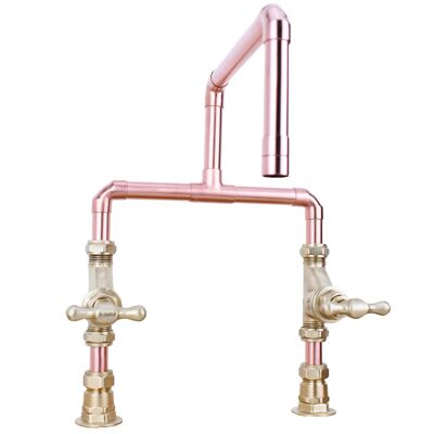 Rio Copper Mixer Tap - Natural Copper - Kitchen - Tap Spout Projection: 200mm / Pipe Inlet Centres: 180mm