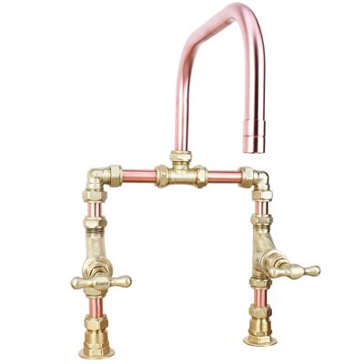 Copper Tap - Congo - Satin - Kitchen - Tap Spout Projection: 200mm / Pipe Inlet Centres: 180mm