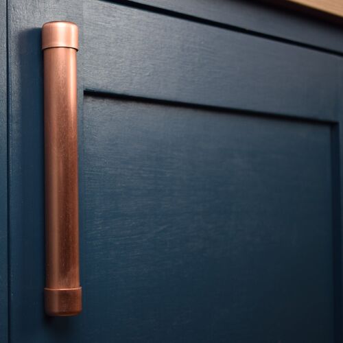 Copper Bar Pull Handle (Thick Bodied) - 128mm Hole Centres - Natural Copper