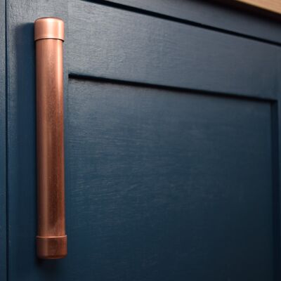 Copper Bar Pull Handle (Thick Bodied) - 128mm Hole Centres - Natural Copper