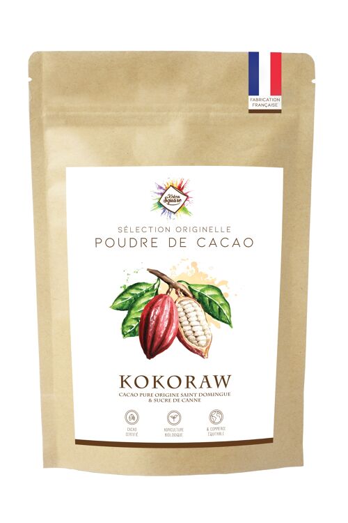 Kokoraw sucré - Poudre de cacao pour chocolat chaud au sucre de canne