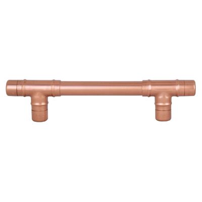 Copper Pull Handle T-shaped - Vintage - 128mm Hole Centres - Matt