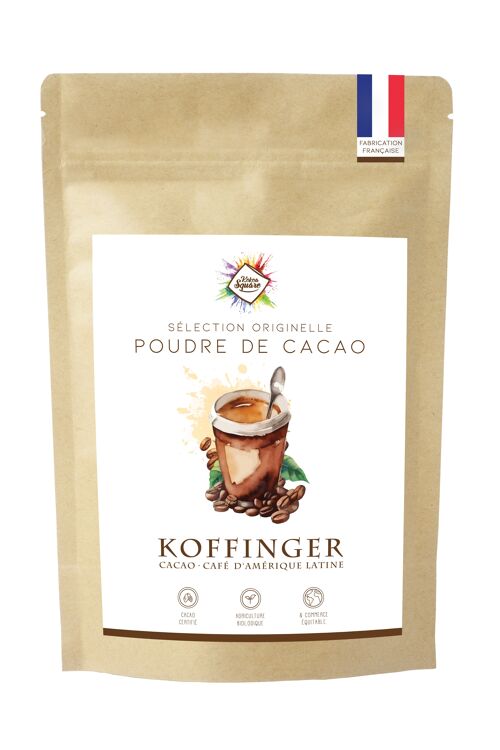 Koffinger - Poudre de cacao  pour chocolat chaud au café arabica d'Amérique latine