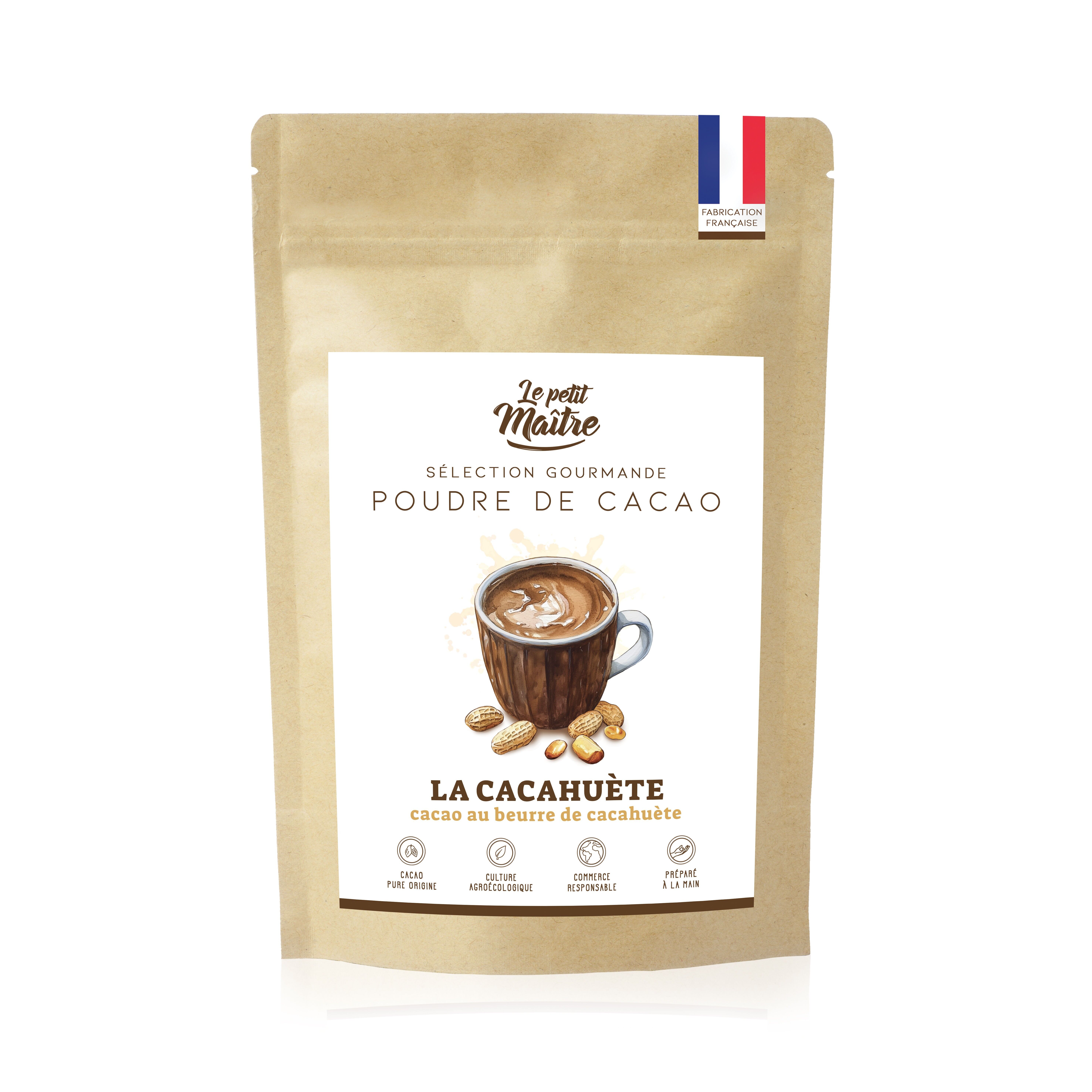 Poudre de cacao  pour chocolat chaud à la cacahuète