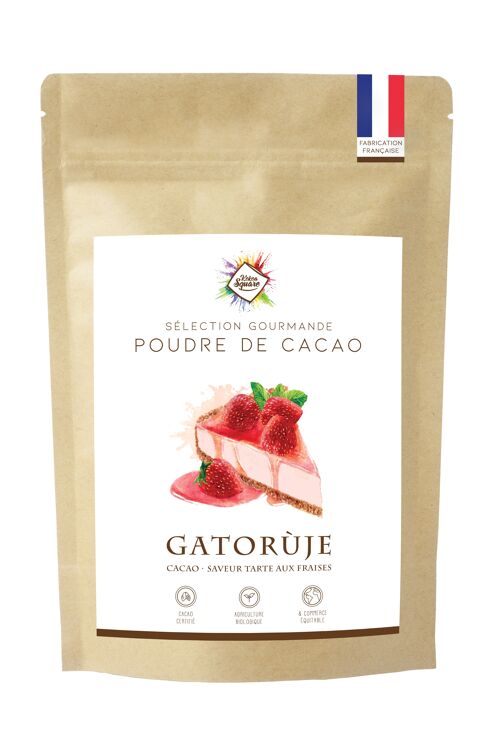 Gatorùje - Poudre de cacao  pour chocolat chaud saveur tarte aux fraises