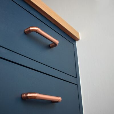 Copper Handle - 128mm Hole Centres - Natural Copper