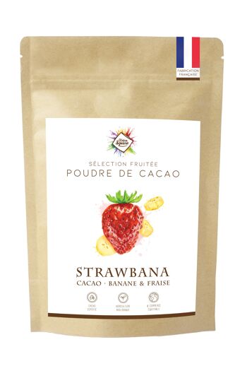 Strawbana - Poudre de cacao  pour chocolat chaud à la fraise et à la banane 1