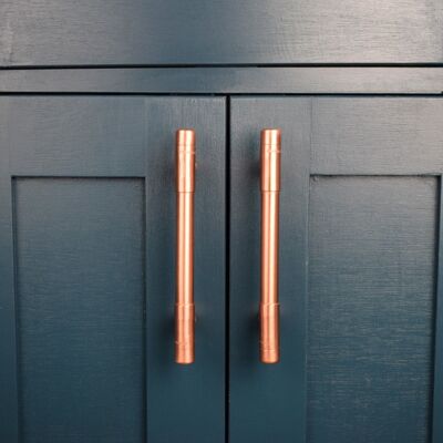Copper Handle T-shaped Pull - 128mm Hole Centres - Natural Copper