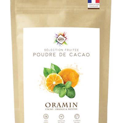 Oramin - Cacao en polvo para chocolate caliente con naranja y menta