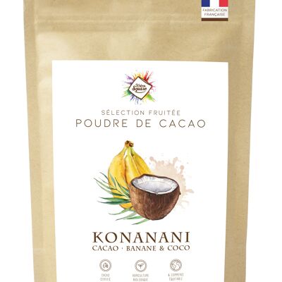 Konanani - Cacao en polvo para chocolate caliente de plátano y coco