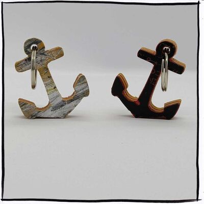 Anchor keychain made from recycled skateboards