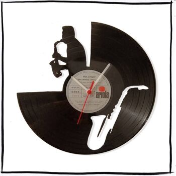 Saxophone - Horloge murale en vinyle 1