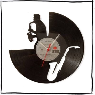 Saxophon - Wanduhr aus Vinyl