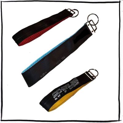 Key fob made from a bicycle tube