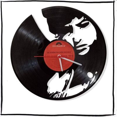 Vinyl record clock with Bob Dylan motif