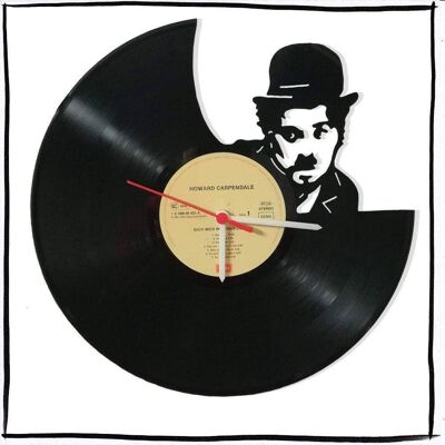 Vinyl record clock with Charlie Chaplin motif