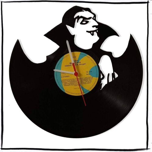 Wanduhr aus Vinyl Schallplattenuhr mit Dracula Motiv