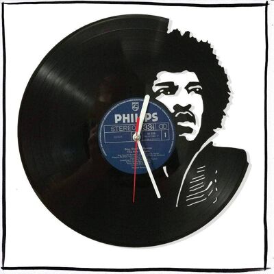 Vinyl record clock with Jimi Hendrix motif