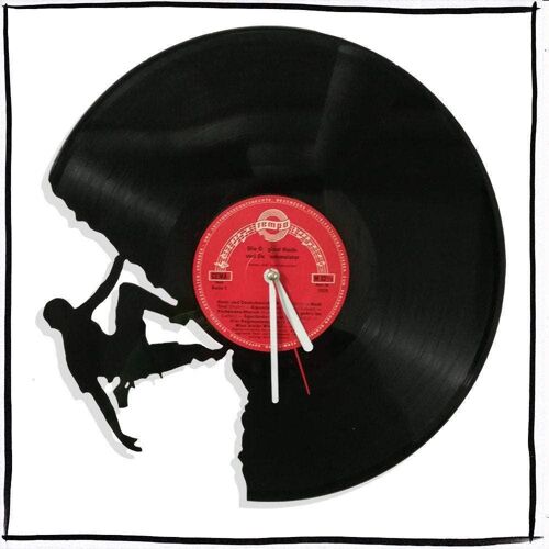 Wanduhr aus Vinyl Schallplattenuhr mit Kletterer/Kletterer