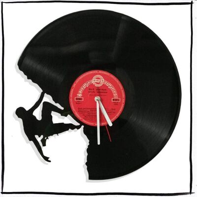 Vinyl record clock with rock climber/rock climber