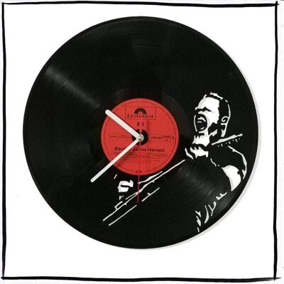 Vinyl record clock with Metallica motif