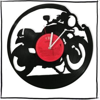 Horloge disque vinyle avec motif moto 1