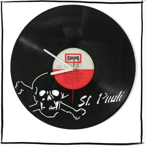 Wanduhr aus Vinyl Schallplattenuhr mit St. Pauli Hamburg