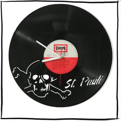 Horloge murale en disque vinyle avec St. Pauli Hamburg