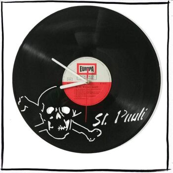 Horloge murale en disque vinyle avec St. Pauli Hamburg 1