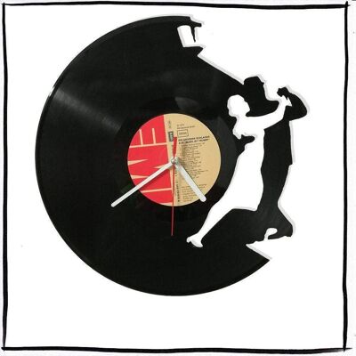Horloge murale en disque vinyle avec motif de danse recyclé
