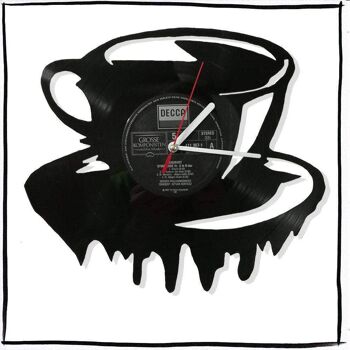 Horloge disque vinyle avec motif tea time 1