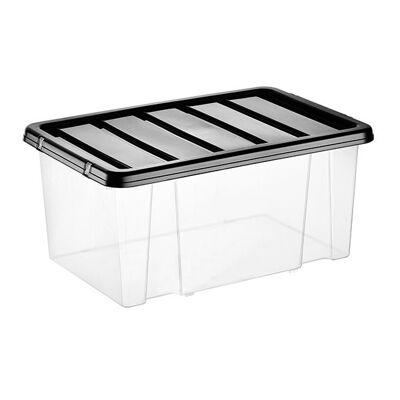 10 x 8 Litre Plastic Box With Black Lid (Pack of 10)
