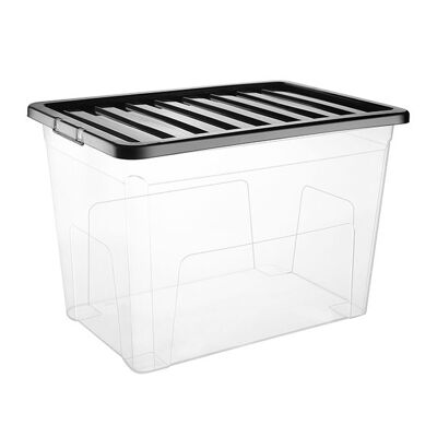 10 x 80 Litre Plastic Container With Black Lid (Pack of 10)