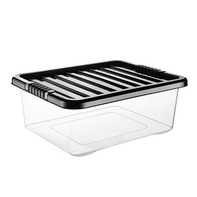 10 x 28 Litre Underbed Storage Box With Black Lid (Pack of 10)