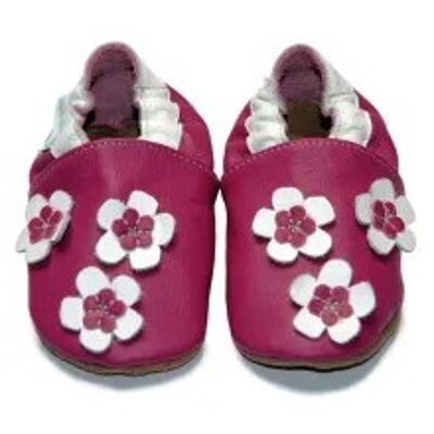 Flower soft leather slippers 18-19