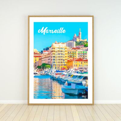 Poster Marseille, Travel poster Marseille City