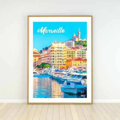 Affiche Marseille, Travel poster Marseille City