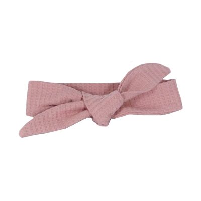 Baby hair band TIED waffle salmon pink