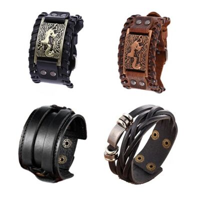 Armband aus 100 % Leder | breite Armbänder | lernen | schwarz und braun