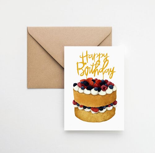 Vanilla birthday cake A6 greeting card