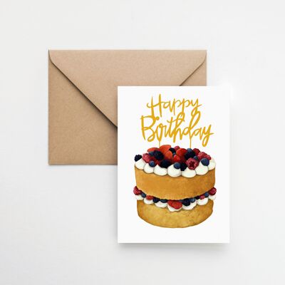 Vanilla birthday cake A6 greeting card