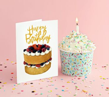 Carte de voeux A6 Gâteau d'anniversaire à la vanille 3