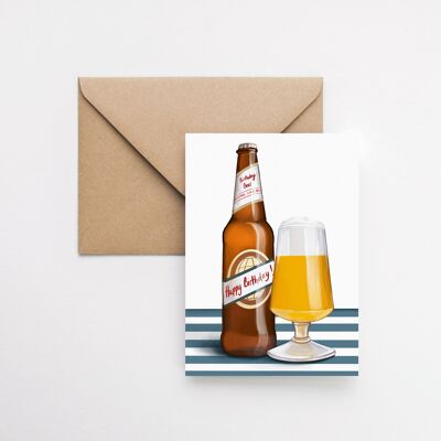 Carte de voeux anniversaire bière A6