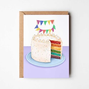 Carte de voeux A6 gâteau d'anniversaire arc-en-ciel 3